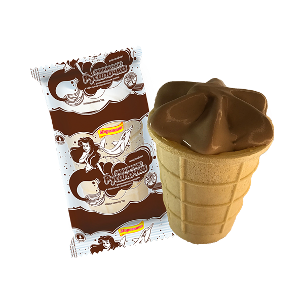 Мороженое с заменителем молочного жира "Русалочка" шоколадное в вафельном стаканчике